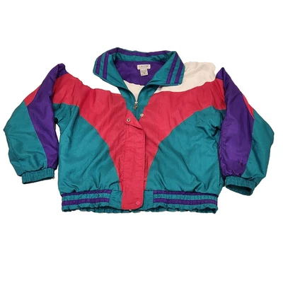Vintage Lavon Colorblock Windbreaker Jacket Adult Medium Pockets Snap Zip Flap - Image 1 of 4