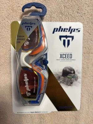 MICHAEL PHELPS AQUA SPHERE Michael Phelps XCEED Swim Goggles Titanium Lens Orange / Blue Anti Fog Mirrored