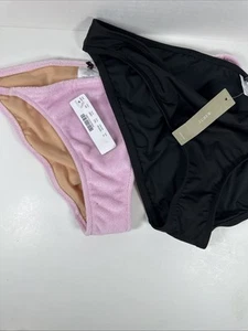 2 J CREW Bikini Bottoms NEW With Tags Womens Swim Size Extra Large Pink Black - Picture 1 of 10