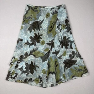 Ann Taylor Womens Silk Skirt Layered Blue Brown Modern Floral Size 2 - Picture 1 of 7