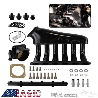 Billet Intake Manifold w/ Fuel Rail kit+Throttle Body BMW E36 E46 325i 328i 323i - Image 1 of 4