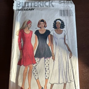 butterick patterns 5494 Misses Dress In 2 Lengths,Top,Leggings, Headband Sz 6-12 - Picture 1 of 3