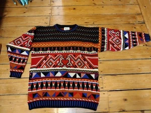 Unisex Strickpullover Beste Wahl Vintage Aztekenmuster Hell 80er 90er 22" Brustumfang - Bild 1 von 14