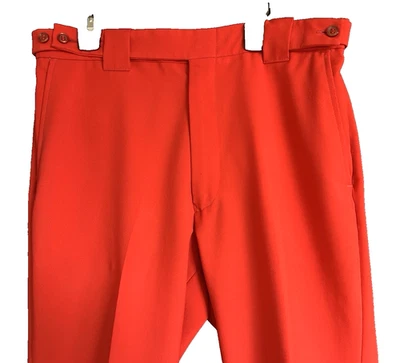 Vintage 60s 70s Pants Mens 32 x33 Polyester Leisure Suit Disco True Red - Image 1 of 4