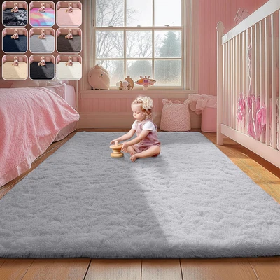 Large Shaggy Area Rugs Soft Fluffy Indoor Floor Mat Anti Slip Bedroom Carpet - Image 1 of 4