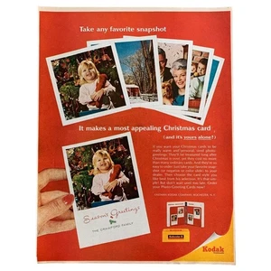 Kodak Photo Greeting Christmas Cards Vintage Magazine Print Ad 1965 - Picture 1 of 1