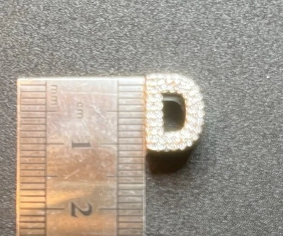Sterling Silver Bracelet Charm with Crystals Letter D New Marked 925 - Image 1 of 3