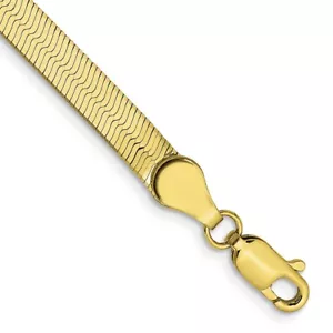 Brazalete de cadena de espina de arenque sedoso real de oro amarillo 10K; 7 pulgadas; broche de langosta - Imagen 1 de 3