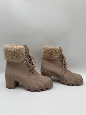 Splendid Mikayla 女式皮革方跟战斗和系带靴米色 9.5M 码 — 第 1/4 张图片