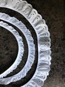 NEW Ruffled Eyelet Lace Trim, White, BTY, Multiple 4 Sizes, Craft, Sewing - Picture 1 of 1