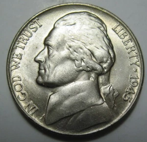1945 P argento non circolato guerra Jefferson Nickel (#1229d) - Foto 1 di 2