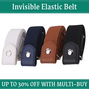 No Bulge Hassle Buckle-Free Elastic Belts Mens Womens Invisible Belt Jeans Dress - Picture 1 of 10