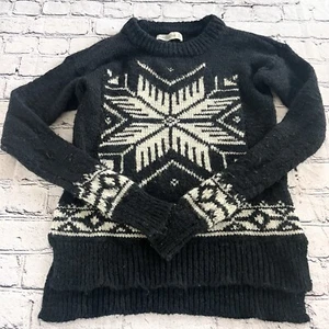Suéter Abercrombie & Fitch Negro Fair Isle Tejido Copo de Nieve Talla XS Navidad - Imagen 1 de 5