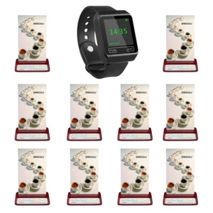 SINGCALL Wireless Calling System 1 Wrist Watch Receiver, 10 Pagers for Cafe, Bar - Picture 1 of 12