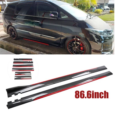 For Honda Odyssey Carbon Fiber Red 86.6in Side Skirt Extension Spoiler Splitter Foto 1 de 4