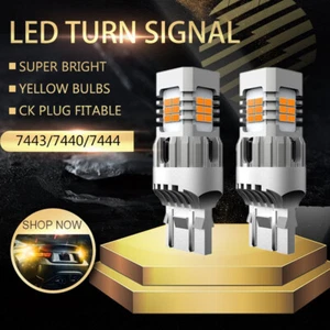 AUXITO Amber 7443/7440 Front LED Turn Signal Light Bulbs No Flash Hyper EOOH - Picture 1 of 8