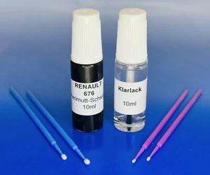 Lackstift-Set RENAULT 676 , Perlmutt-Schwarz metallic , 2 x 10ml + 4 Lacktupfer - Bild 1 von 2