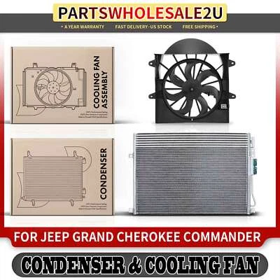 Комплект в сборе конденсатора переменного тока и вентилятора охлаждения для Jeep Grand Cherokee 2005 2006 2007 2008 - Изображение 1 из 4