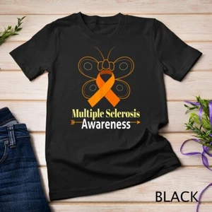 Butterfly Orange Ribbon Multiple Sclerosis Awareness Unisex T-shirt - Picture 1 of 15