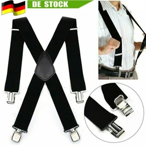 Hosenträger starke 50mm Damen Herren Extra Breit Hosen X-Form mit 4 Clip Krallen - Bild 1 von 12