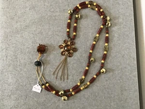 OOAK Horse Rhythm Beads Adjust Size #399 - Lovely Gold Metal Flower Pendant! - Picture 1 of 6