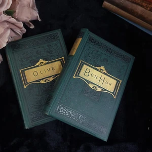 Wallace Ben-Hur & Mulock Olive Gilt Edge Books Antique Book 1903 Good Condition - Picture 1 of 13