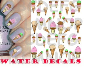 WATER DECALS GELATI UNGHIE NAIL ART CONO STICKERS ICE-CREAM TRANSFER ADESIVI - Imagen 1 de 2