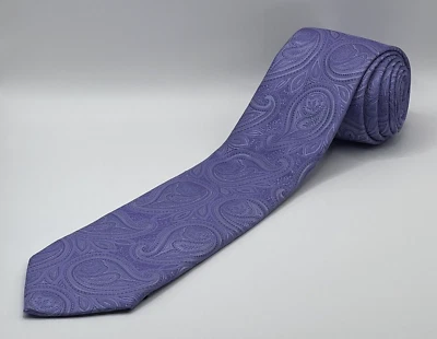 Genesis Luxe ручной работы галстук галстук сделано в Италии 100% шелк фиолетовый пейсли - Изображение 1 из 4
