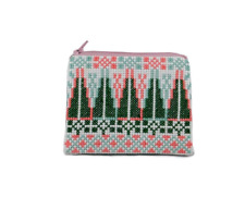 Embroidery Small Red/Green Zipper Pouch / Card Wallet/ Key Chain / Airpod