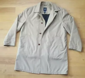 GAP Mens Long Over Coat Rain Trench Coat Beige Vintage sz L 2000 Removable Liner - Picture 1 of 12
