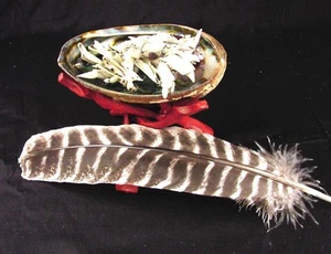BUTW Smudging Kit Abalone Shell & Stand, White Sage and Feather 6593K - Imagen 1 de 5