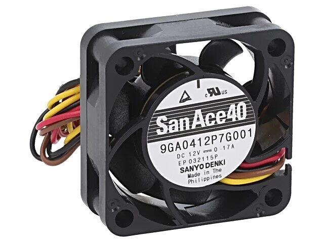9GA0412P7G001 Fan: DC Axial 12VDC 40x40x15mm 21.6m3/h 42dBA Spherical SANYO - Image 1 of 1
