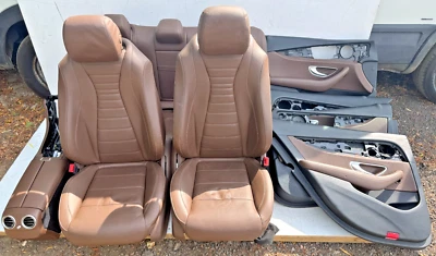 Mercedes E Class W213 Interior Seat Leather Door Cards Electric Brown - Full Set - Image 1 of 4