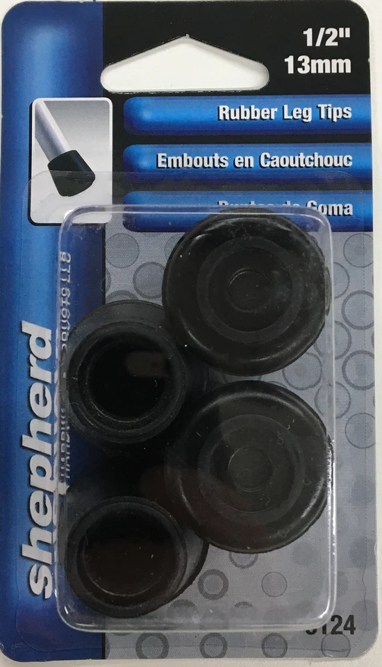 Shepherd Hardware 9124 1/2 Inch Black Rubber Leg Tips