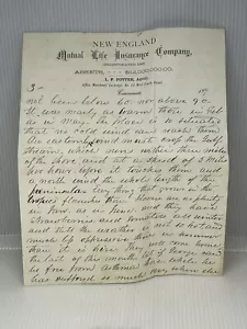 Membrete de 1800 New England Mutual Life Insurance Co. Ephemera Cincinnati - Imagen 1 de 4