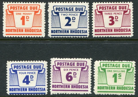 Northern Rhodesia 1963 postage due 1d-1s SG D.5-D.10 hinged mint (cat. £35 u/m) Cover