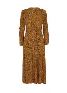 Whistles Renee Autumn Floral Dress UK 10 Yellow Midi Midaxi Belted RRP 169 Frill - Picture 1 of 13
