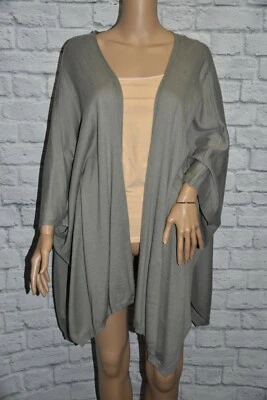 NUEVO CON ETIQUETAS BONGO L GRIS ESCARCHA TÚNICA DELANTERA ABIERTA CUADRADA RELAJADA SUÉTER CÁRDIGAN Foto 1 de 4