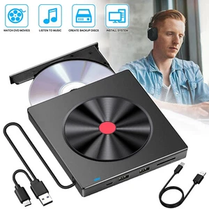 Externes CD DVD Laufwerk Extern CD DVD Burner Reader Writer mit USB 3.0 & Type-C - Afbeelding 1 van 12
