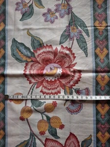 Baumwollstoff Bordüre, Beige, Rot, Rosa, Grün - Bild 1 von 2