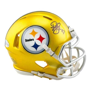 Troy Polamalu Signed Pittsburgh Steelers Blaze Mini Football Helmet (Beckett) - Picture 1 of 3