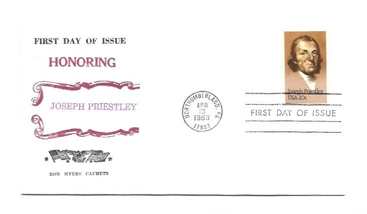 2038 Joseph Priestley, Ron Myers Cachets FDC - Image 1 of 1
