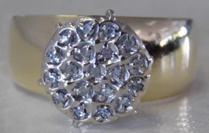 Ladies 10k Two-Tone Wide Band Classic Diamond Cluster Ring, SZ 8 3/4 5.8g - Picture 1 of 8