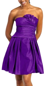 Cocktailkleid Abendkleid kurz Brautjungfernkleid Mädchen Kleid violett Gr.38 NEU - Bild 1 von 12