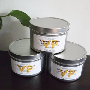 Trader Joe’s Vanilla Pumpkin Candle Soy Wax Tin 5.7 oz - Lot of (3) Candles - Picture 1 of 3