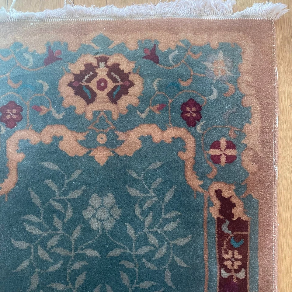 Vintage Rug 2' x 4' 1 Blue Chinese Nichols Art Deco Oriental Rug - image 1 of 4