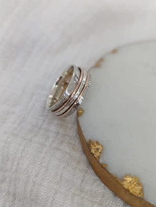 Pretty 925 Sterling Silver Spinner Ring Handmade Jewelry Gift For her Ab-51 - Picture 1 of 6