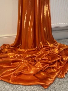 1 Meter Orange/Gold Wet Look Soft Floaty Shimmer Satin Fabric 58” Wide - Picture 1 of 7