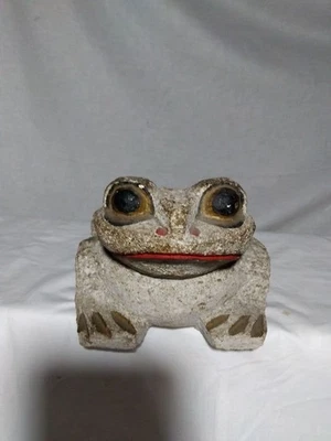 Frog Stone Carving Statue 9.8 inch Japanese Figurine - Image 1 of 4