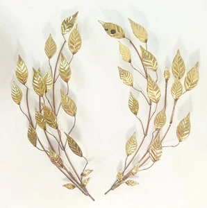 2 Mid Century Modern Brass & Copper Leaves Wall Art Sculpture C. Jere Style OBO - Picture 1 of 6